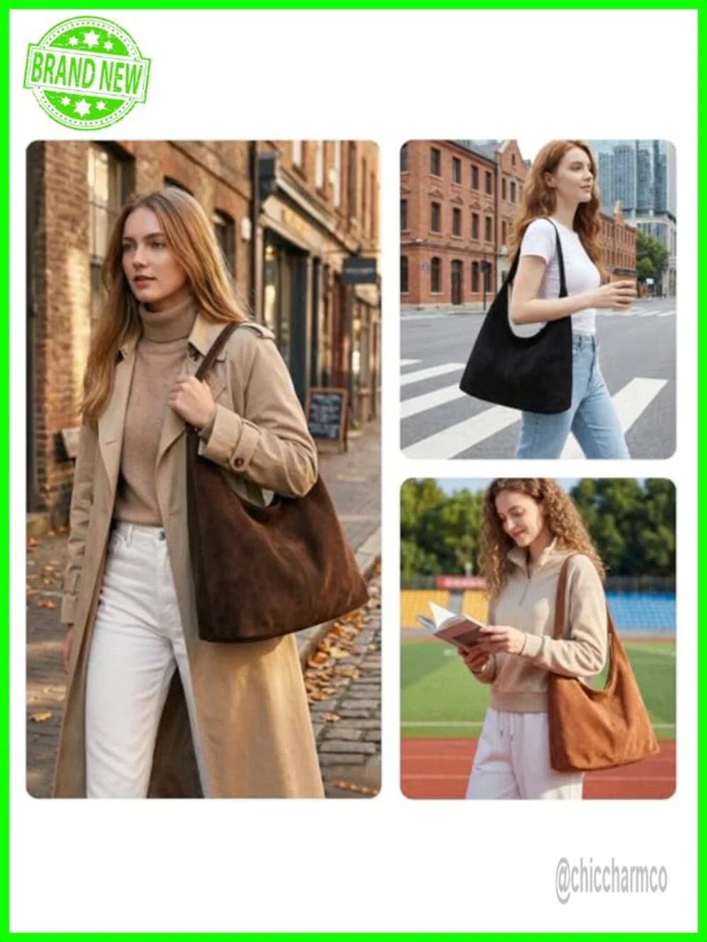 Slouchy Faux Suede Hobo Bag with Removable Pouch